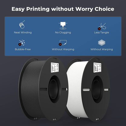Creality Ender PLA Filament 1.75mm 3D Printer Filament, 2kg Cardboard Spool (4.4lbs), Dimensional Accuracy +/- 0.03mm, Fit Most DIY Printer (White*1KG & Black*1KG)