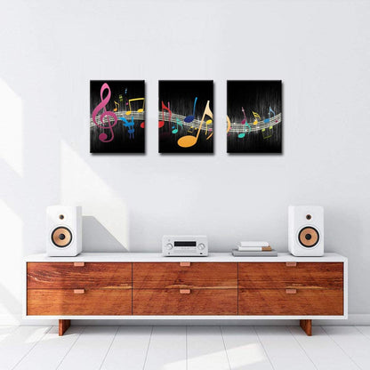 Biuteawal - Music Wall Art Modern Musical Note Canvas Prints Stretched and Framed Beautiful Notes Beating on Staff Picture Decor Artwork for Party Home Living Room Bedroom Ready to Hang
