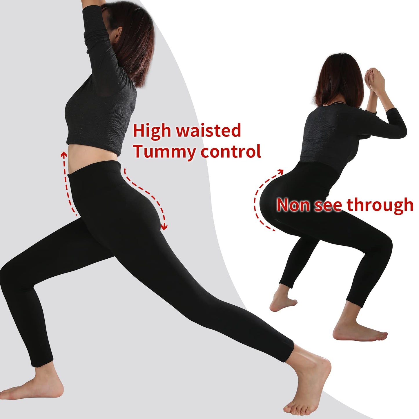 TRIUNION 3 Pack Fleece Lined Leggings Women High Waisted Thermal Winter Yoga Pants for Women Warm Running Workout Leggings