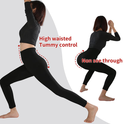 TRIUNION 3 Pack Fleece Lined Leggings Women High Waisted Thermal Winter Yoga Pants for Women Warm Running Workout Leggings