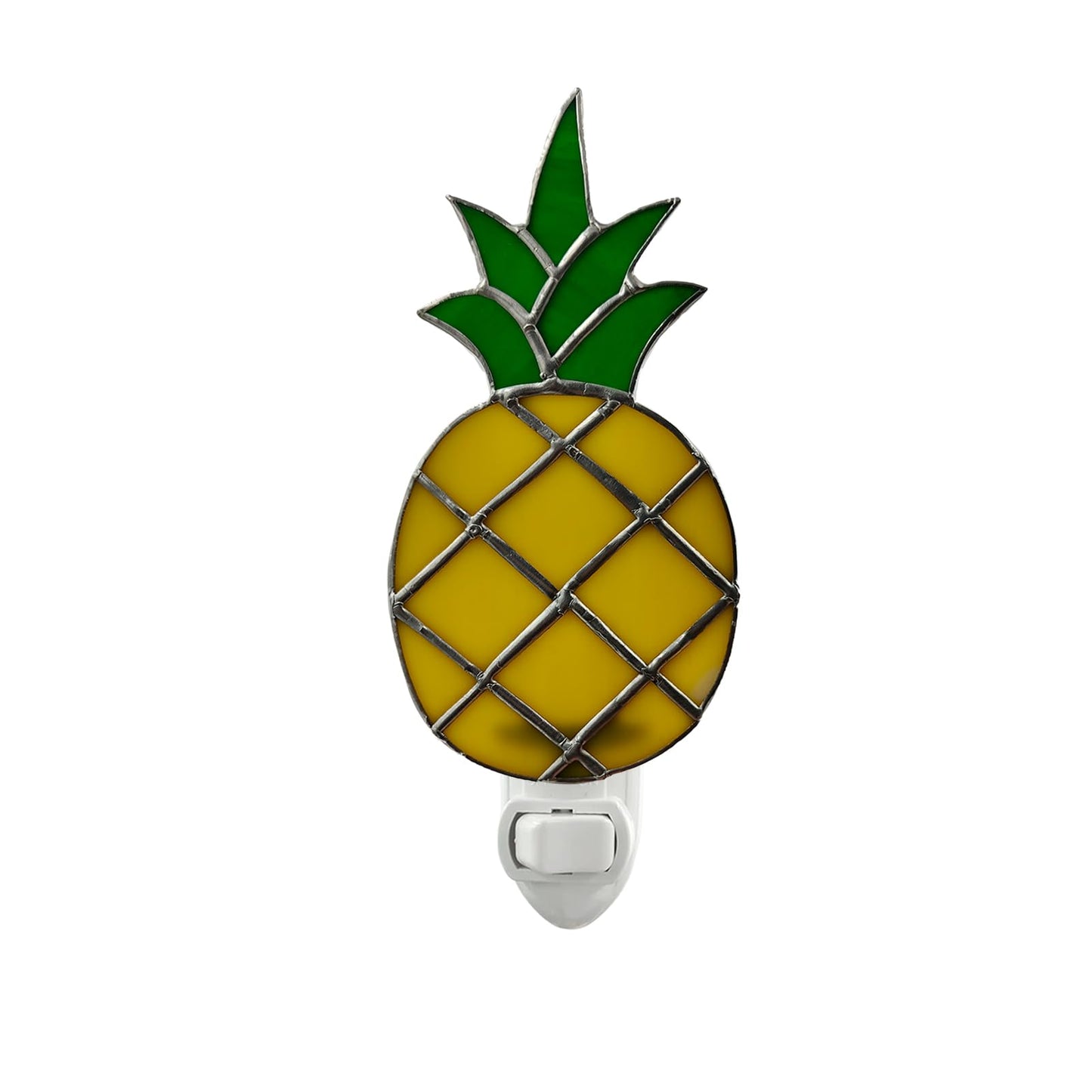 CHEZBABY Stained Glass Night Light Plug into Wall Accent Nightlight Lamp Decorative for Hallway Bedroom Kitchen Home Decor(Pineapple)