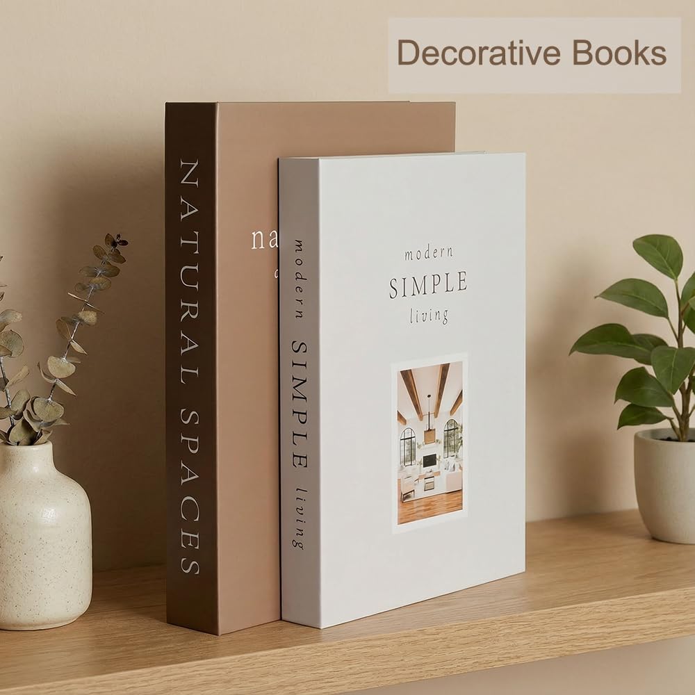 isuisle Decorative Faux Books with Hidden Storage – Magnetic Closure Coffee Table Decor Box Set – Nesting Book Storage for Remotes & Jewelry – Modern Living Room Shelf Decor
