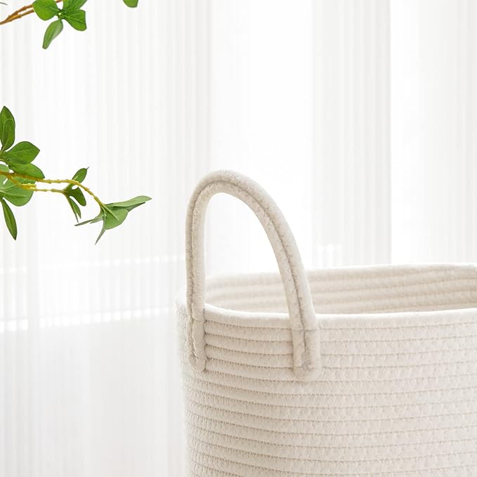 VIPOSCO Large Laundry Hamper, Tall Woven Rope Storage Basket