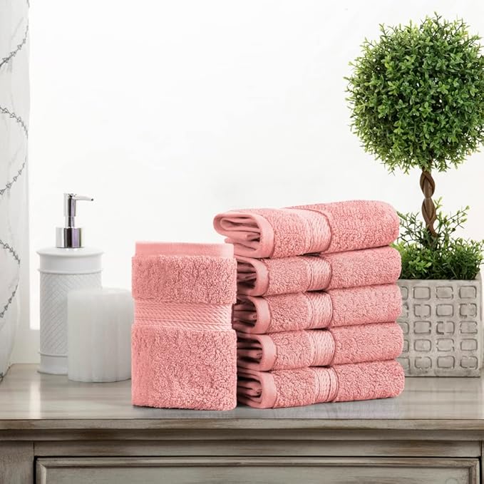 Superior Egyptian Cotton Pile Face Towel/Washcloth Set of 6, Ultra Soft Luxury
