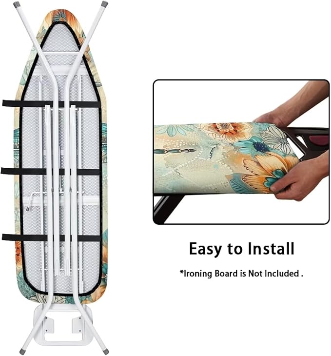 Mandala Flower Dragonfly Ironing Board Cover and Pad 15 X 54 Thick Padding