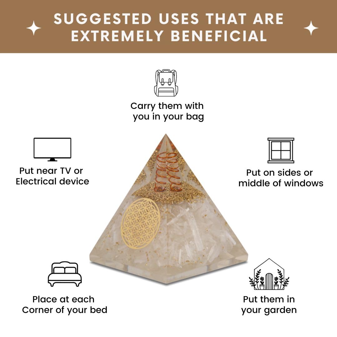 Agate Mart Selenite Orgonite Pyramids, Harnessing Clarity and Protection with Black Tourmaline Pendant