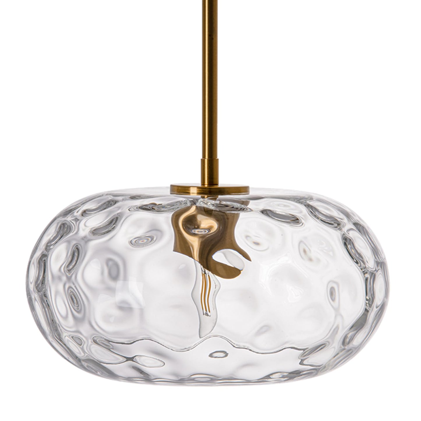 PrismGlowLume Hammered Glass Rod Pendant Light, Modern Gold Chandelier Lighting Fixture Mid-Century Brushed Brass Hanging Ceiling Lamp for Kitchen Island Dining Living, Bathroom, Hallway (Clear, 11")