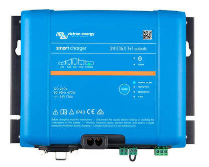 Victron Energy Smart IP43 24-Volt 16 AMP 120-240VAC, (1+1) Output Battery Charger with Bluetooth