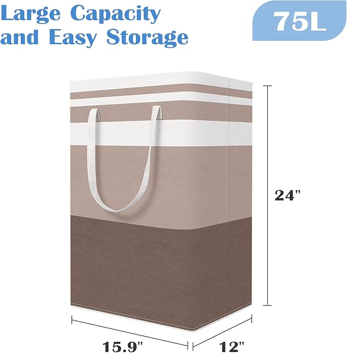 BlissTotes 3-Pack Laundry Basket, Freestanding＆Waterproof Laundry Hamper