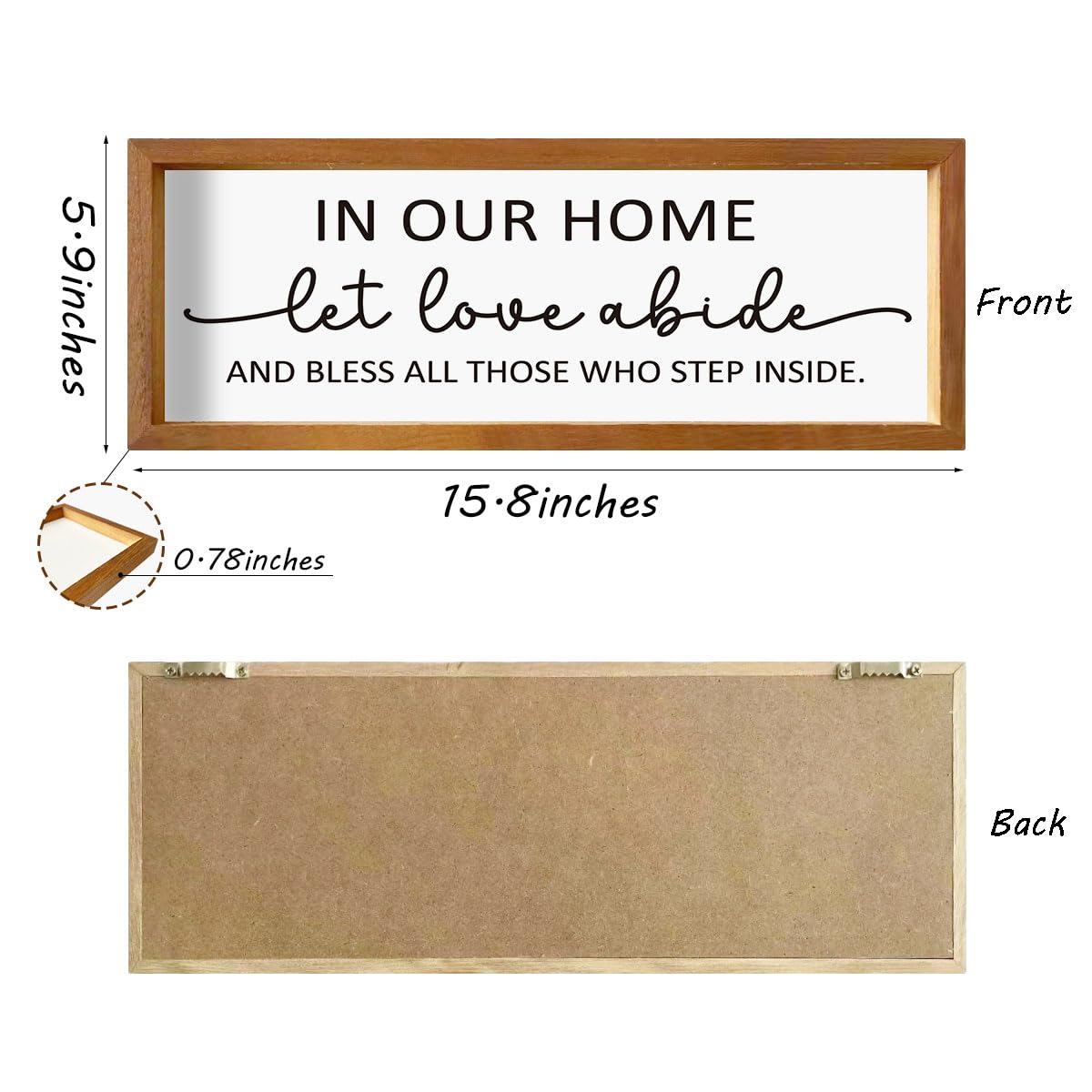 let love Abide Wood Picture Frame Rectangular Wall Decor for Warm Home Love and Blessings Entryway Decorations Housewarming Gifts Rustic Solid Wooden Sign for Tabletop or Hanging Display