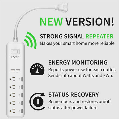 Zooz 800 Series Z-Wave Long Range Smart Plug ZEN04 800LR | Hub Required | Works with the Z-Box Hub, Home Assistant, and Hubitat