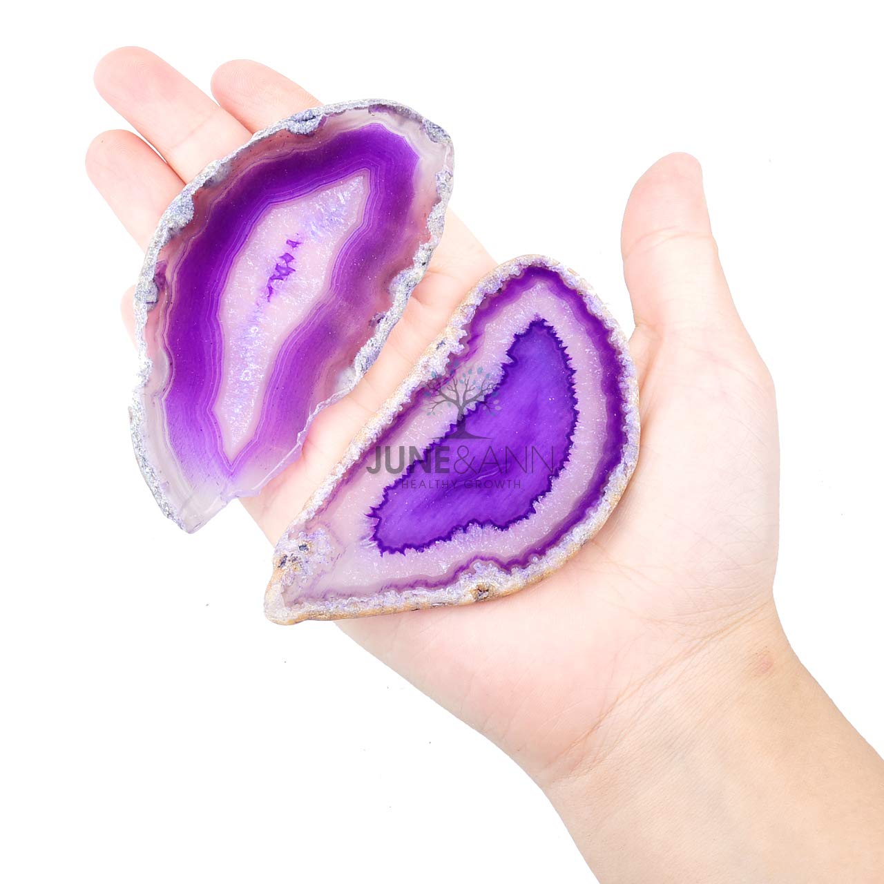 June&Ann Purple Agate Light Table Slices,Large Size,Approx. 3-4inch Length,10 Pcs Irregular Polished Agate Slab Cards Healing Crystals Geode Stones for Home Decoration & Jewelry Making