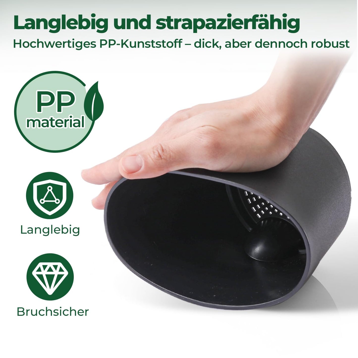 T4U 20 cm Plastic Flower Pot with Watering System, Set of 3 Self-Watering Flower Pot with Saucer, Herb Pot for Indoor and Balcony Garden Plants Succulents Cactus Flower Pot Black