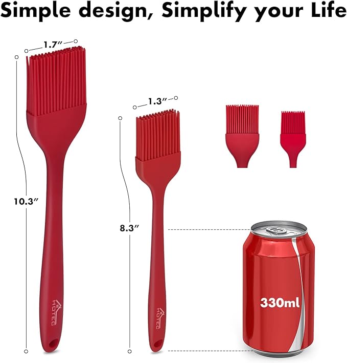 HOTEC Basting Brushes Silicone Heat Resistant Pastry Brushes Spread Oil Butter