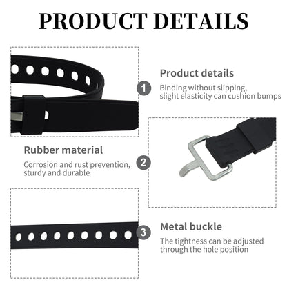 Vvluvva Heavy-Duty Rubber Utility Straps with Buckles, 2 Pcs 20" Reusable Adjustable Tension Straps for Truck Cargo, Luggage & Gear, Quick Cinch Fastening Lashing Tools (Black-2)