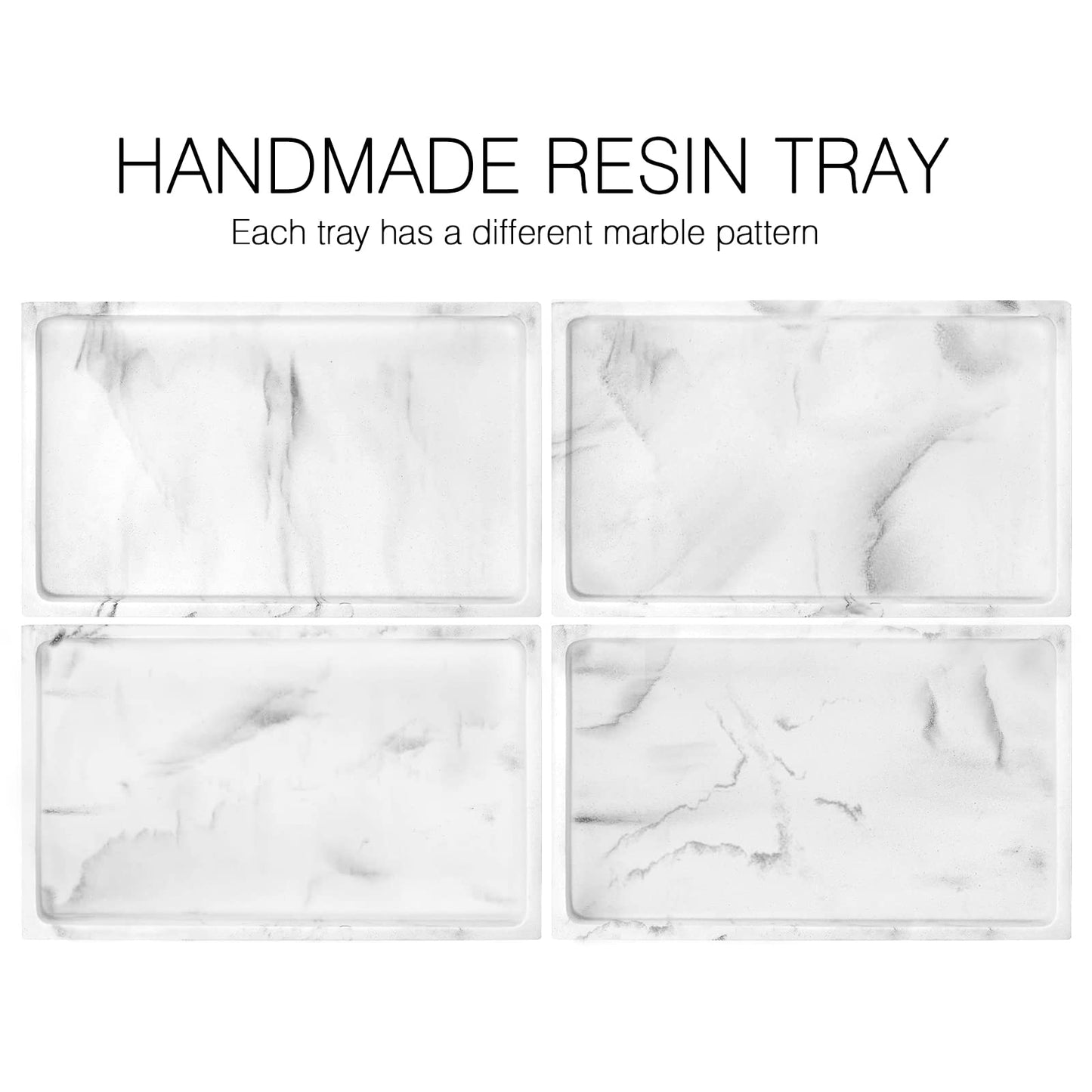 Luxspire Bathroom Vanity Tray, Resin Dresser Jewelry Ring Dish Tank Storage Kitchen Sink Countertop Organizer Plate Holder for Perfume Candles Soap Towel Plant Bathroom Accessories, M, Gravel White