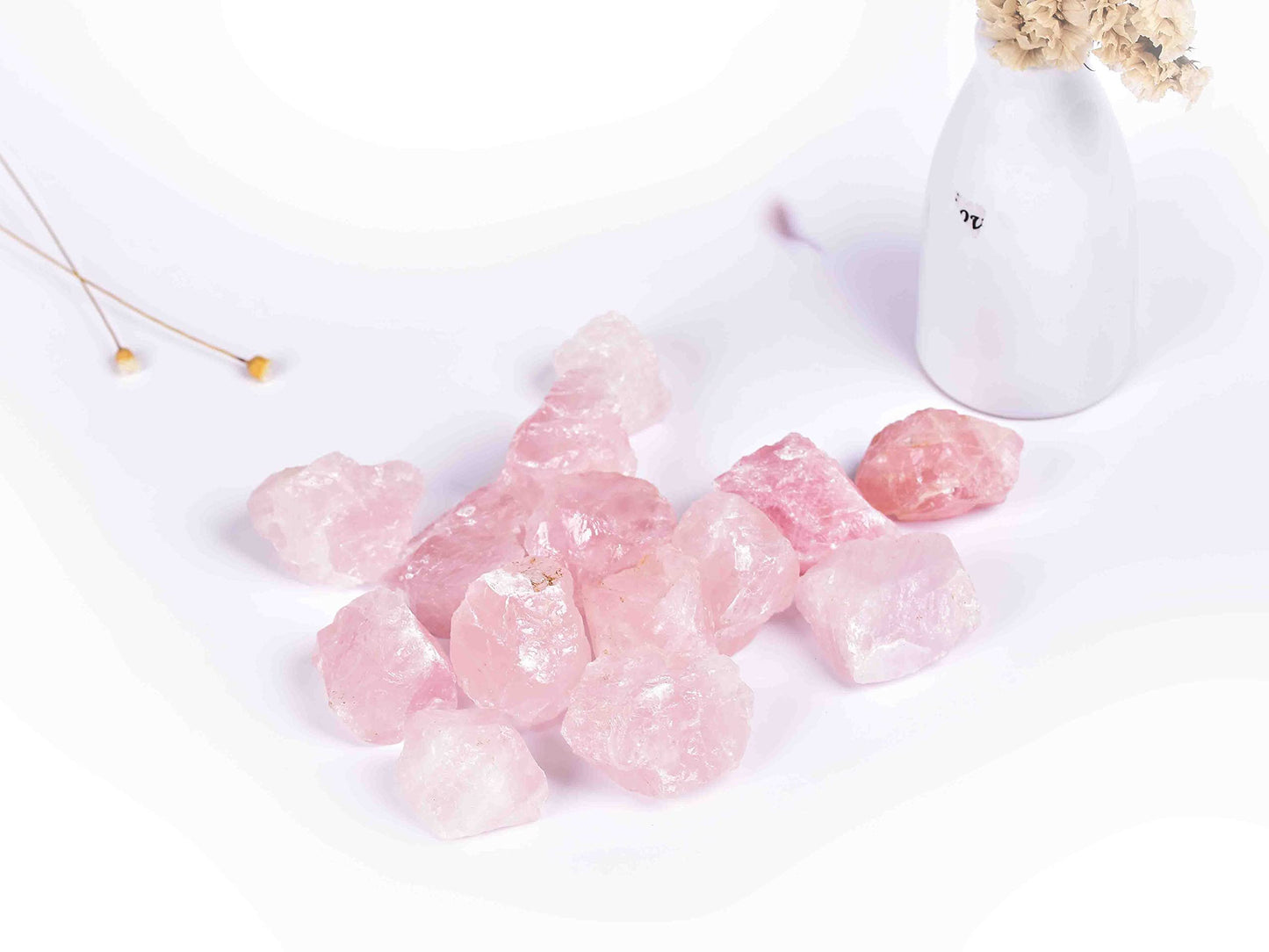 JIC Gem 12-16Pcs 0.7 Lbs Irregular Shape Rose Quartz Crystals and Healing Stones Pink Gemstone Raw Crystal Bulk Unpolished Madagascar Rock Rough Stones