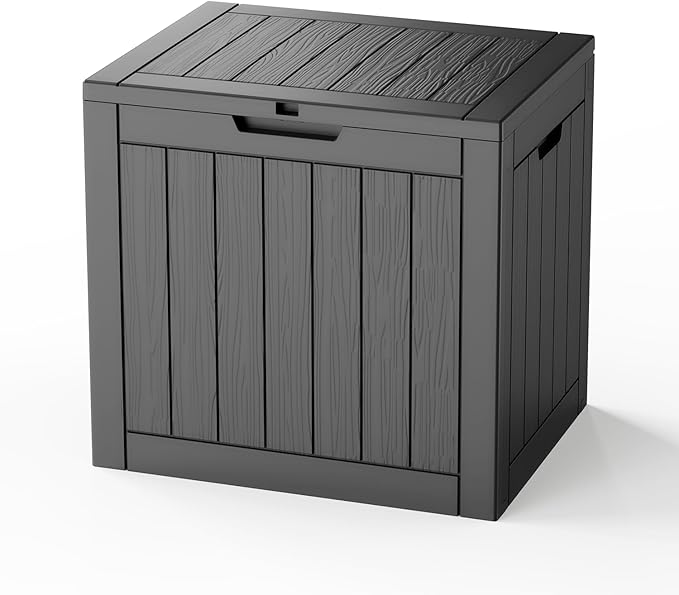35 Gallon Outdoor Deck Box, Lockable Waterproof Outdoor Storage Boxes For Garden Tools,Indoor Cushions,Accessories Outside Storage Resin Weatherproof Container(Black)
