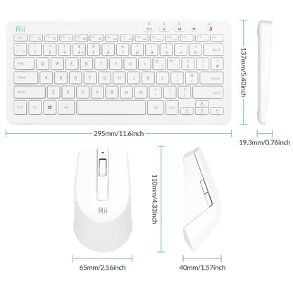 Wireless Keyboard and Mouse Set, Keyboard and Mouse with Ultra-slim Size UK Layout Compatible with PC, Laptop, Computer, Windows for Office Home Work-White