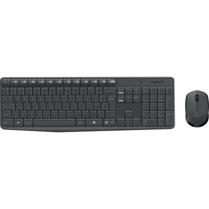 Logitech MK235 Wireless Keyboard and Mouse Combo for Windows, QWERTZ German Layout - Grey