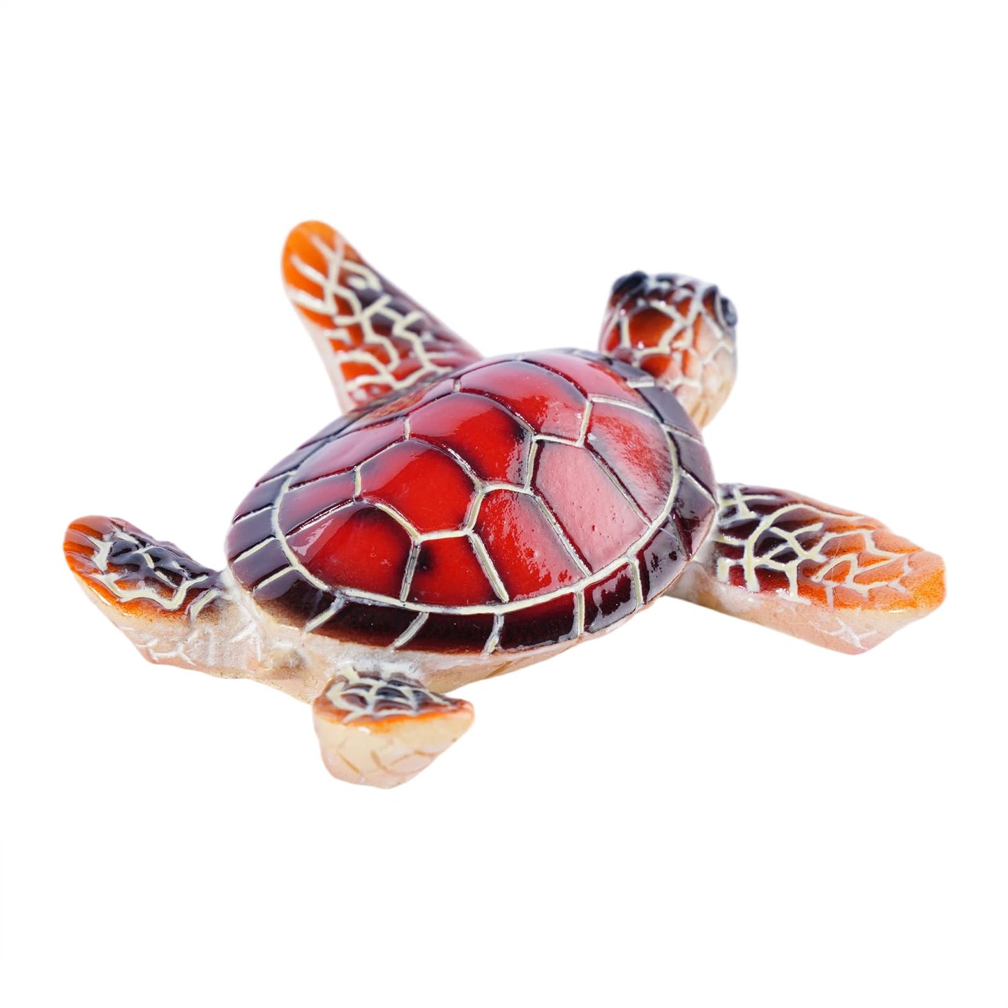 Brizoria Sea Turtle Decor Mini Turtles Vibrant Mosaic Shell Resin Figurines for Ocean Decor Coastal Tabletop Shelf Beach Themed Room Decor and Sea Turtle Gifts, Red