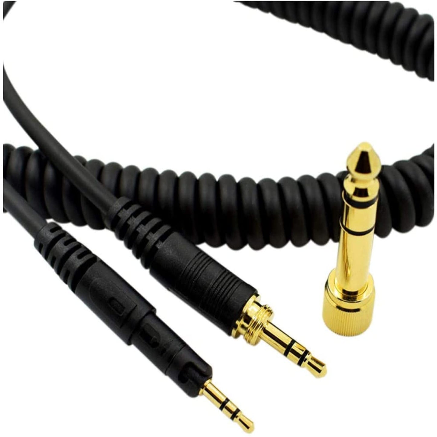 Hizsoaor ATH-M50x Replacement Cable, Audio Cable Compatible with Audio Technica ATH-M50x、ATH-M40x、ATH-M70x、ATH-M60x Coiled AUX Headphone Extension Cable with 6.35mm(1/4") Adapter(4ft extends to 10ft)