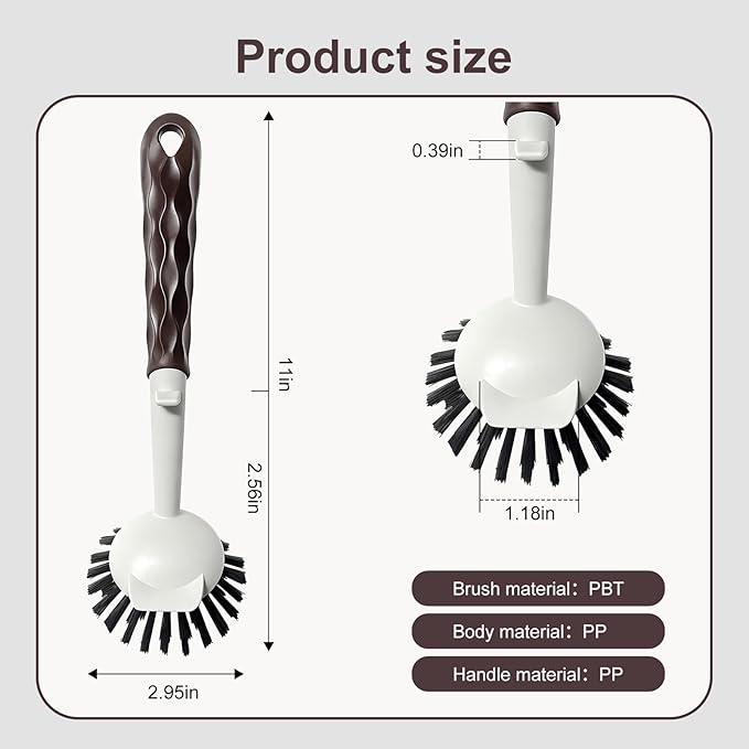 Dish Brush, 2 Pack with Comfortable Handle, with Built-in Scraper, Scrub Brush