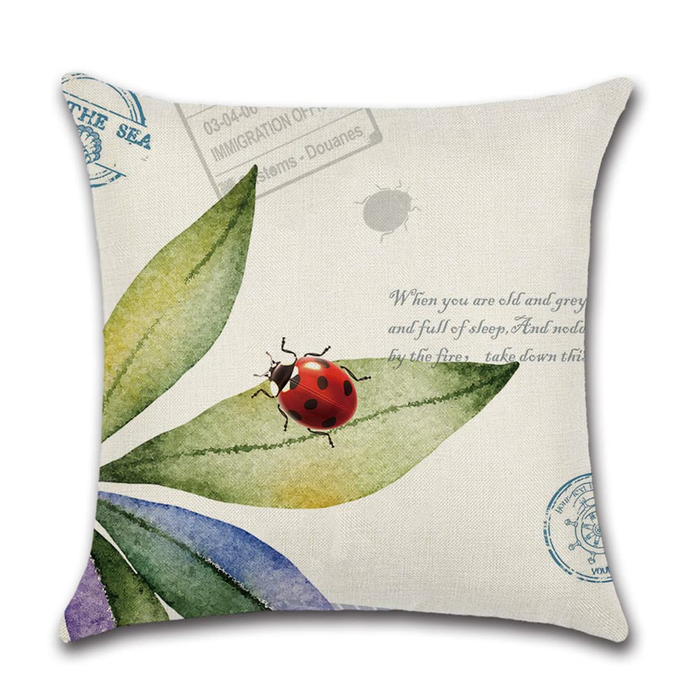 JOTOM Outdoor Decorative Cushion Covers 45x45 cm Waterproof Throw Pillow Covers Outdoor Cushions Butterfly Patio Garden Flower Pillowcases for Bench Sofa Indoor Decoration Set of 4 (Insects and Plant)