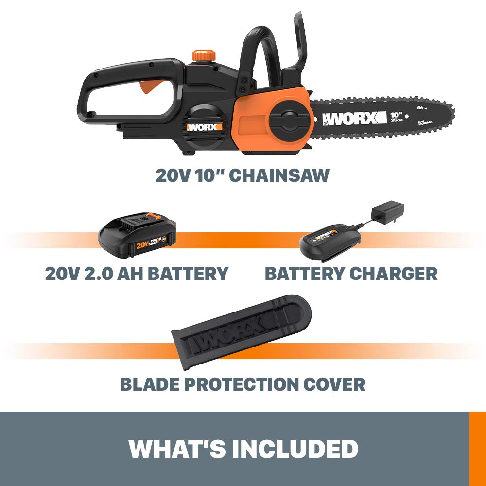Worx WG322 20V Power Share 10" Cordless Chainsaw with Auto-Tension