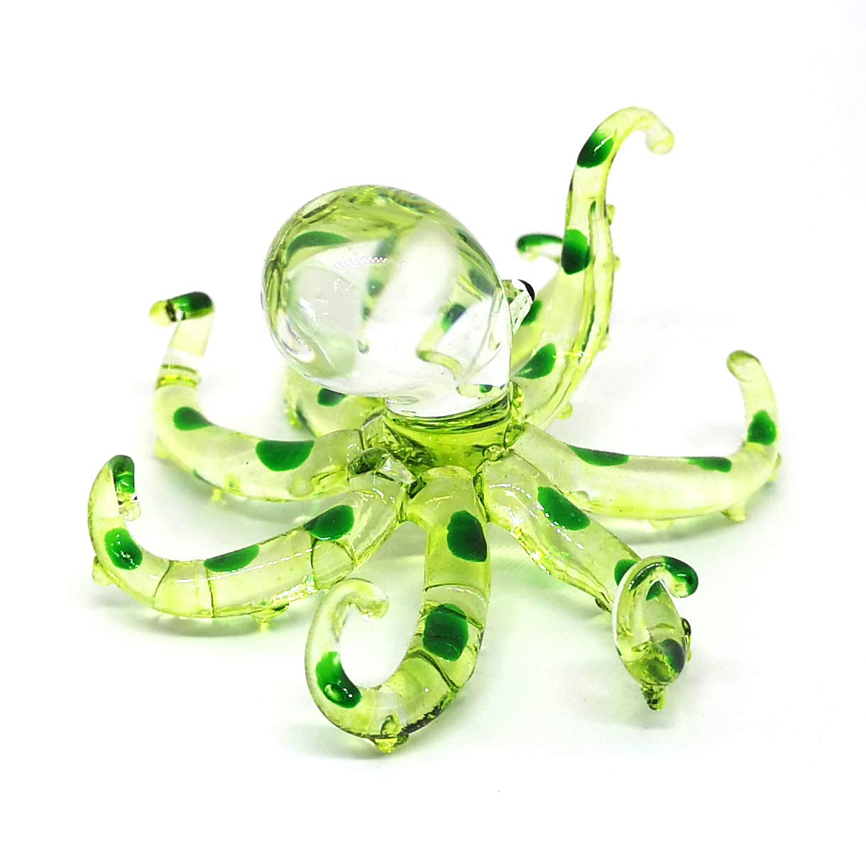 ZOOCRAFT Hand-Blown Glass Octopus Figurine, Lampwork Ocean Sculpture for Coastal Shelf & Desk Display — Artisan Gift for Marine Life Lovers, Scuba Divers & Aquarium Enthusiasts