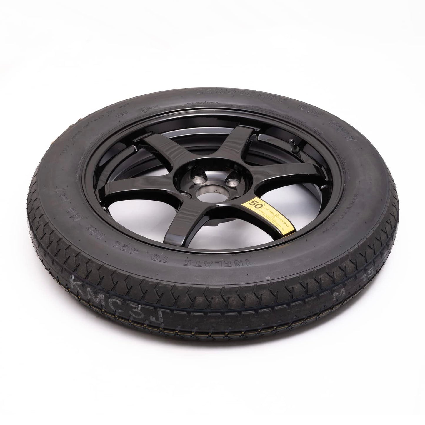 StanceMagic Complete Spare Wheel Tire Kit Fits 2017-2026 Tesla Model 3 Long Range RWD, 18x4 Rim, 125/80R18 Tire, 2 Ton Scissor Jack, Tools, Carrying Bag, Also fits Highland
