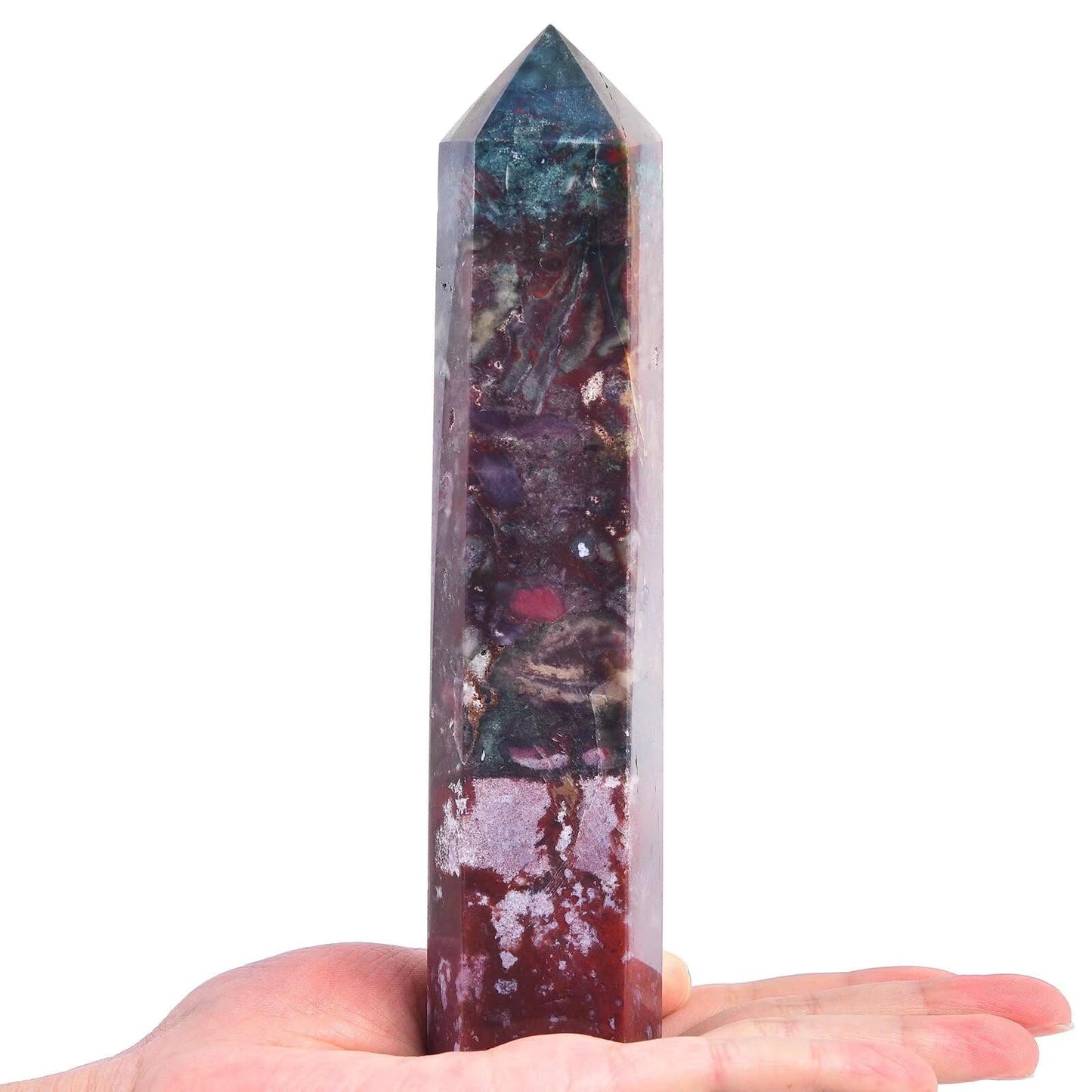 Ocean Jasper Stone Tower Obelisk Healing Crystal Wand Large Reiki Meditation Stone Gifts 1.1-1.7 LBS
