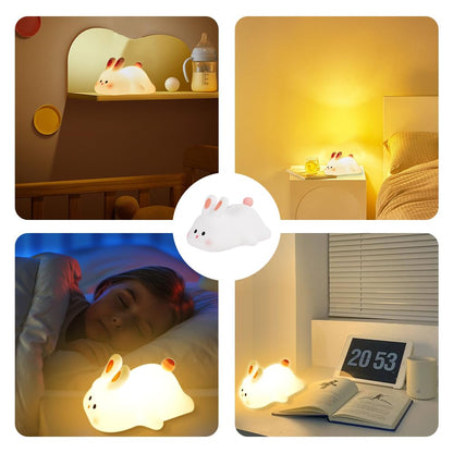 URAQT Bunny Baby Night Light, Portable LED Baby Night Light Kids Night Lamp, USB Chargeable Battery Silicone Kawaii Babys Sleep Lights for Children Kids Baby Boy Gifts Cute Room Decor Bedroom Decor
