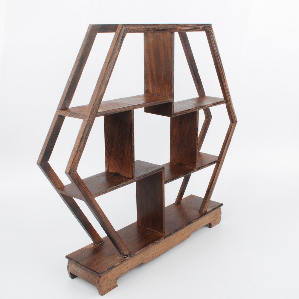 NWFashion Chinese Wooden Rosewood Display Stand Decoration Curio Cabinets Shelf (Hexagon)