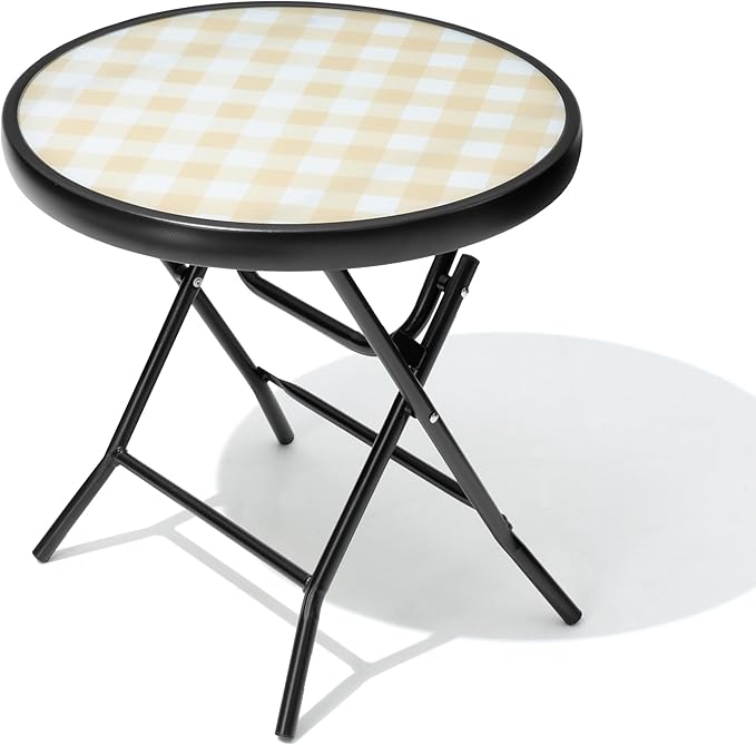 Foldable Patio Side Tables, 17.7" Small End Table Outdoor Weatherproof