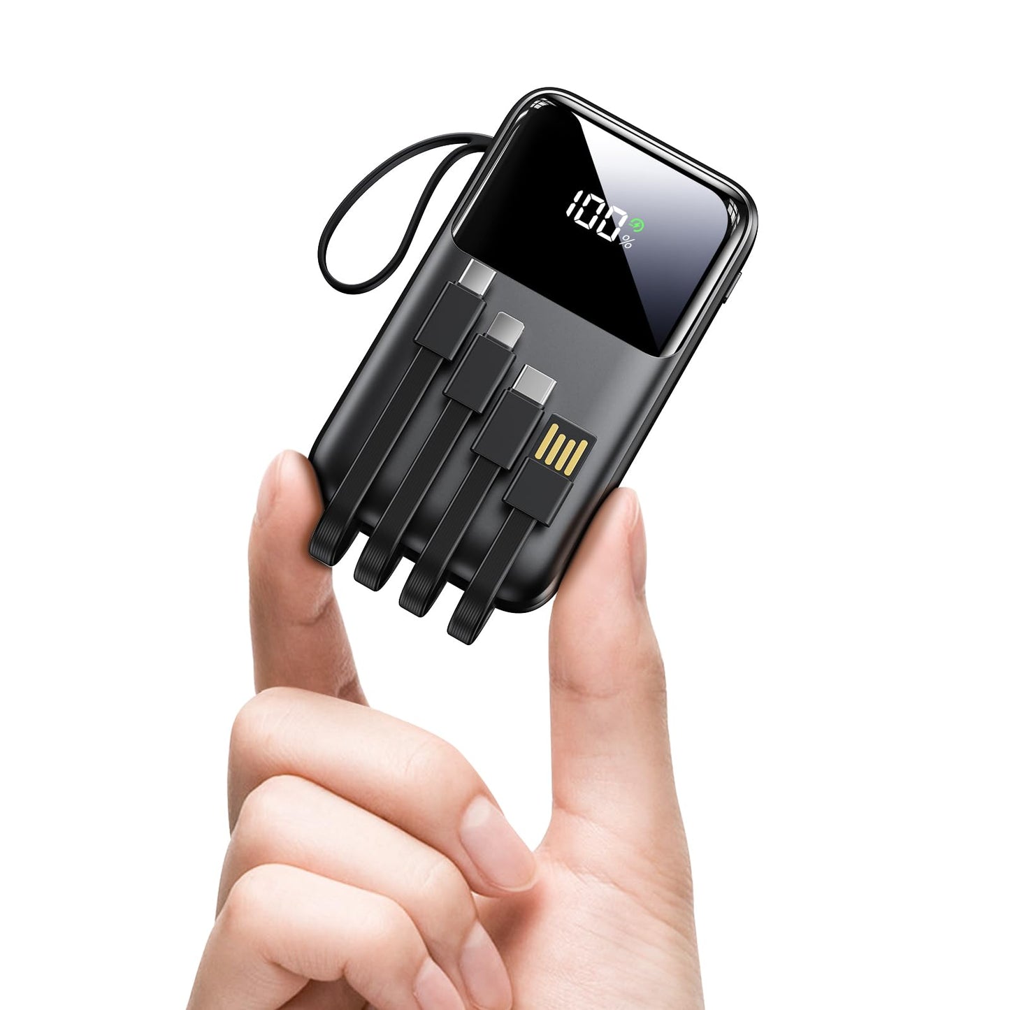 Power Bank, 15000mAh Portable Charger with Built in Cable, 22.5W Fast Charging, 6 Outputs, Slim Travel Essential Battery Pack with LED Display, Compatible with iPhone 17/16/15/14/13, Samsung, iPad