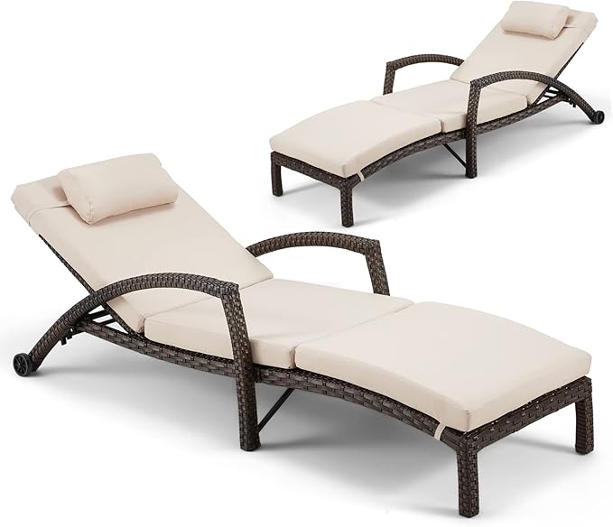 HOMREST Chaise Lounge Chairs Set of 2