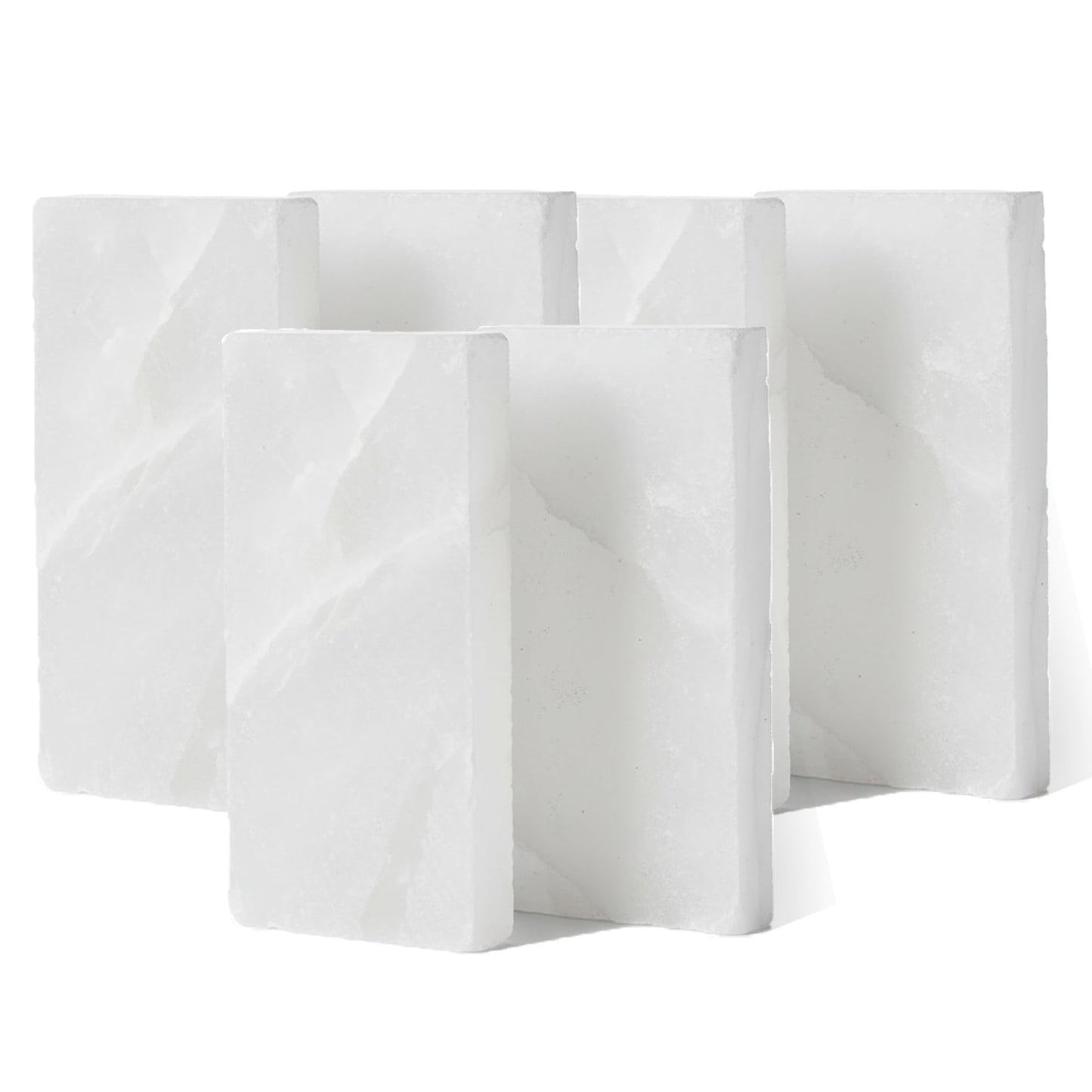 White Himalayan Salt Tiles 8"x4"x1" for Luxury Salt Wall Décor Projects, Premium Homes, Hotels, Spas & Wellness Centers, Natural Crystal Salt Bricks for High-End Interior Design (4, Glacier White)