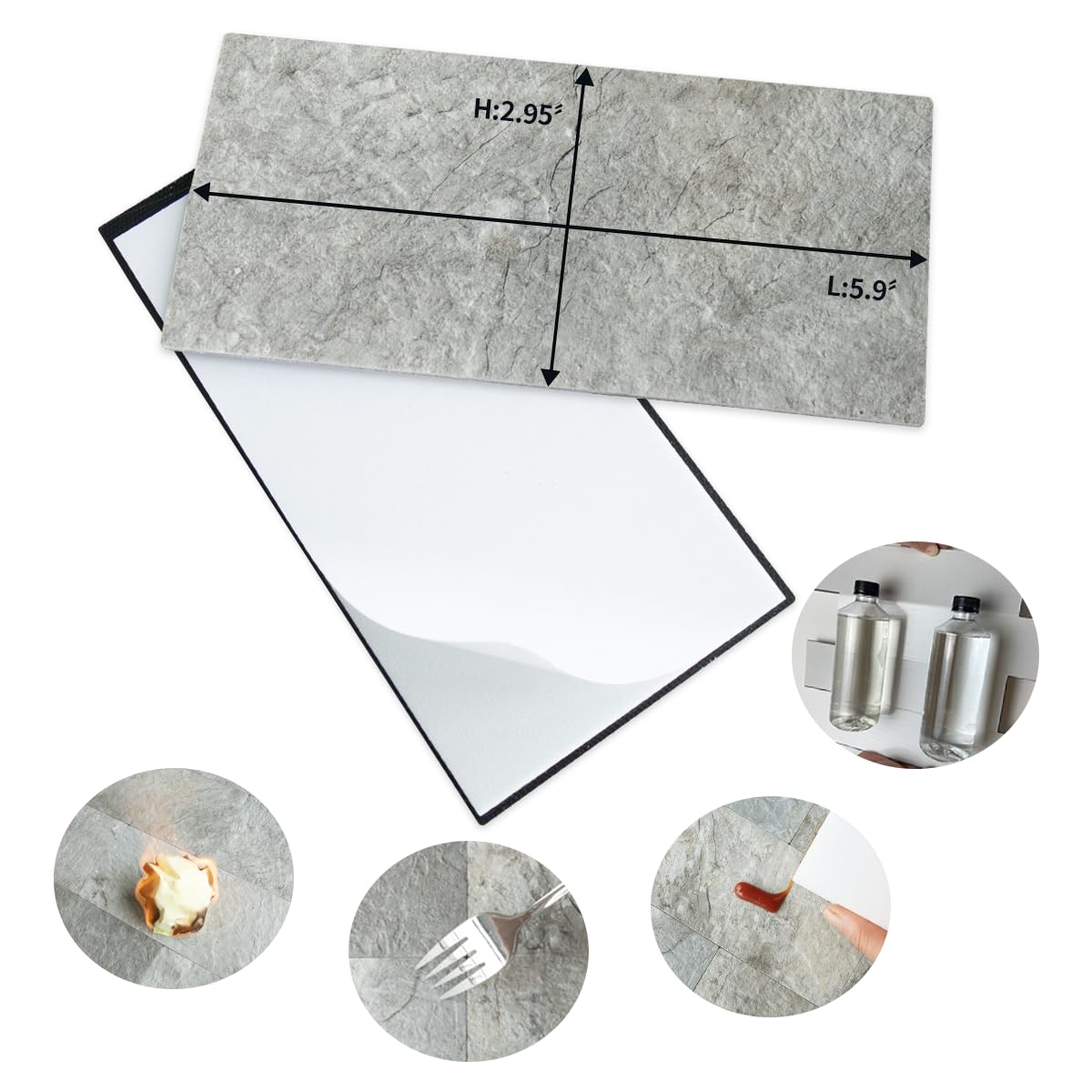 AULIGET 4 Pieces Mountain Rock Peel and Stick Backsplash Wall Tile, 3" x 6" PVC Faux Stone Stick on Tiles for Backsplash Kitchen and Bathroom, 4 Pieces