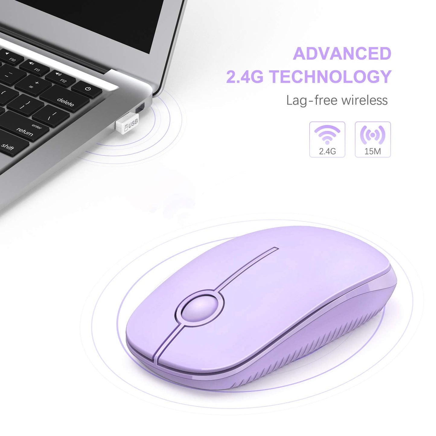 VssoPlor Wireless Mouse, 2.4G Slim Portable Computer Laptop Mouse with Nano Receiver Quiet Silent Optical Mice for Notebook, PC, Laptop, Computer-Black and Gold