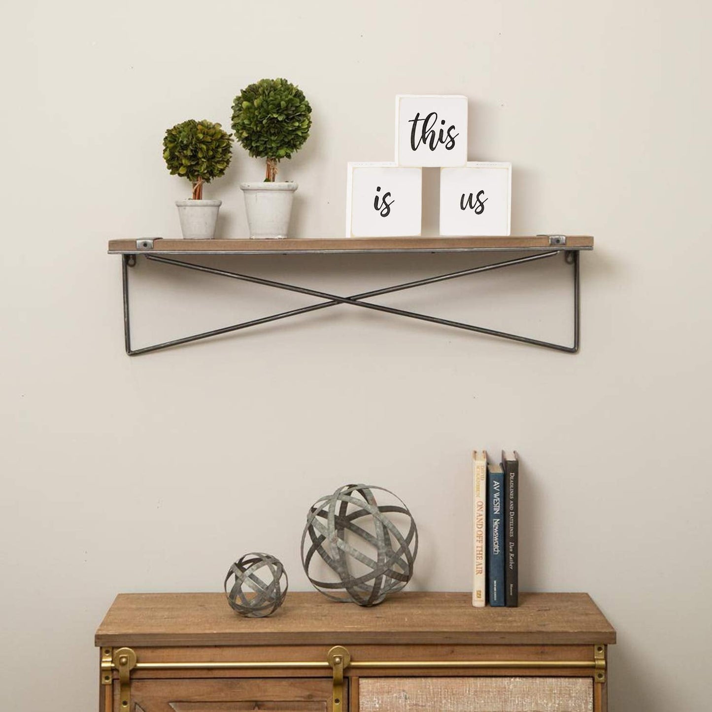 Airrioal This is Us Sign & Our Life Story Home Letter Blocks - Farmhouse Table Rustic Home Decor, TV Stand Dining Room Modern Decorations for Shelf Mantle