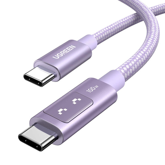 UGREEN Uno USB C to USB C Cable 100W Fast Charging Cable Type C Charging Cord with LED Display for iPhone 17/17 Plus/17 Pro/17 Pro Max/16, MacBook Pro/Air, iPad Pro/Air, Galaxy S25 Ultra 6.6FT Black
