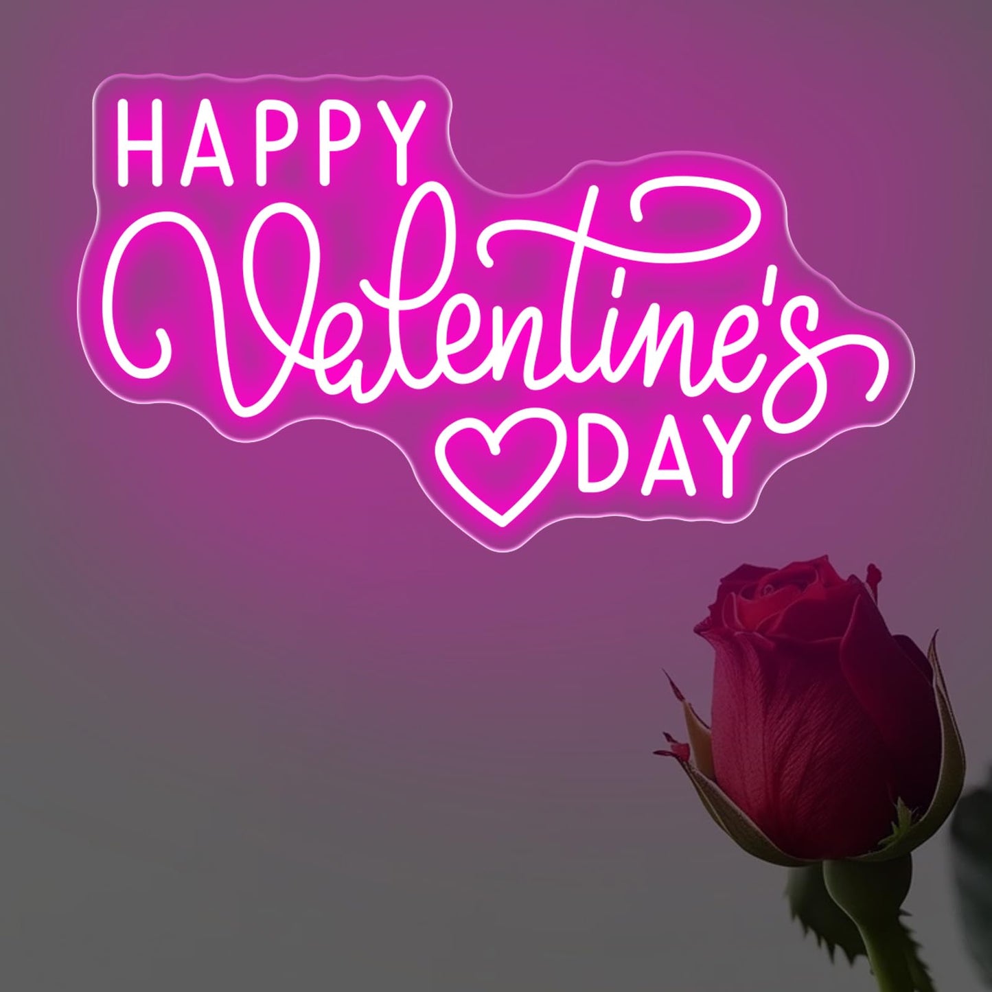 Happy Valentine's Day Neon Sign, Party Lover Wedding Home Ceremony, Valentine'S Day Neon Light for Home Room Wall Decoration Ins, Couple Room Light, Bar Home Lamp Party Dorm Living Room-Pink-16.5"