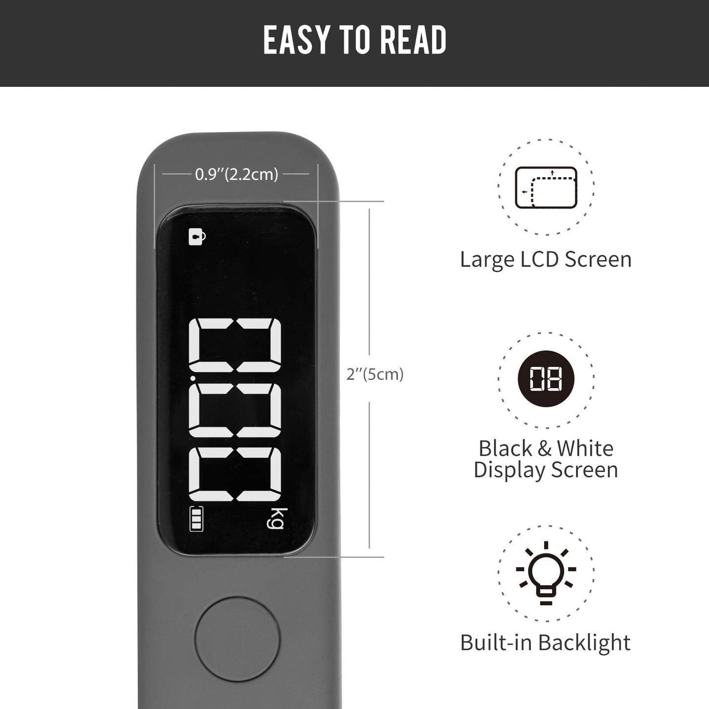 pack all 110 Lbs Luggage Scale, Digital Handheld Luggage Scale, Travel Weight Scale for Luggage with Backlit LCD Display, Battery Included (Grey)