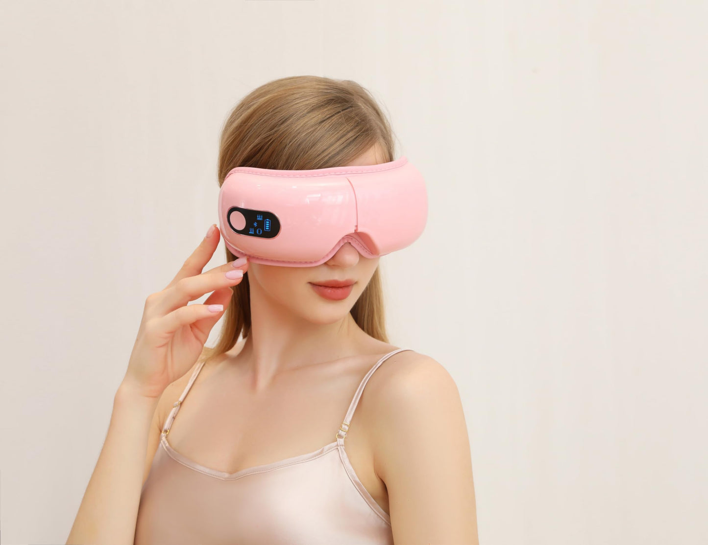 TLINNA Eye Massager with Airbag Kneading,Constant Temperature Hot Compress, Multi-Frequency Vibration and Bluetooth Music (Blush Pink, Large)