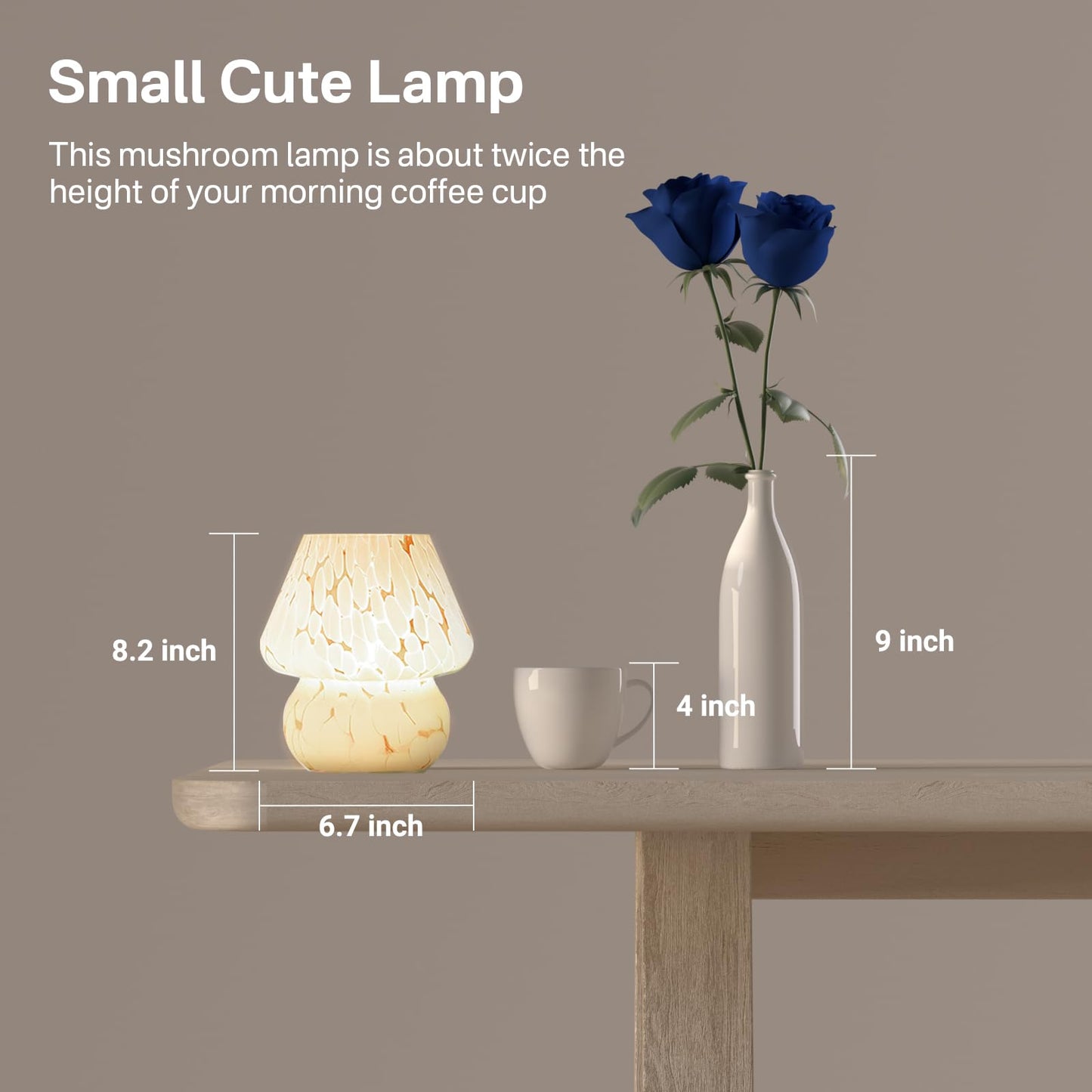Dawnwake Mushroom Lamp Table Lamp for Bedroom,Small Desk Bedside Lamps for Living Room,Mushroom Decor Cute Mini Modern Mid Century Lamps for Night Stands (White)