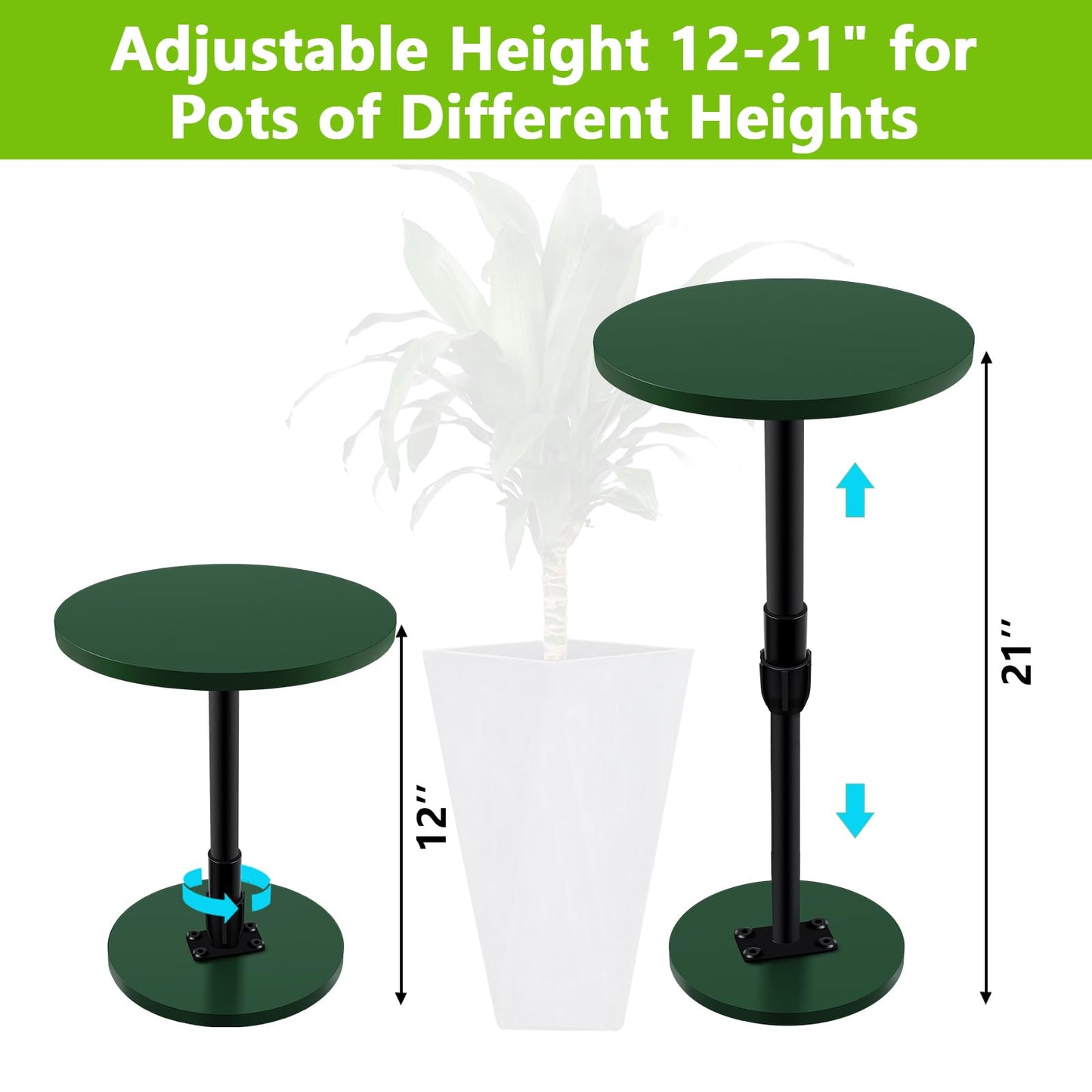 Axcoix Adjustable Height Plant Risers for Inside Pots, 12-21" Planter Inserts for Large Pots, Planter Lift Insert for Tall Square Round Taper Planters (6" 8" 10" Base or Top)