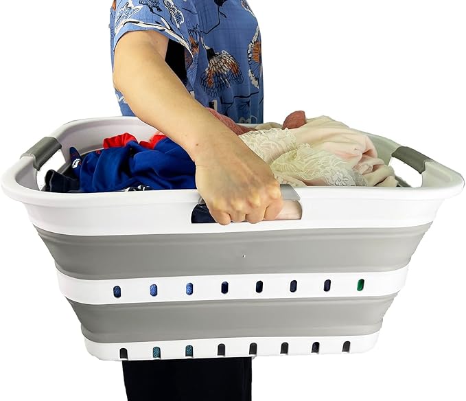 SAMMART 42L Collapsible Plastic Laundry Basket