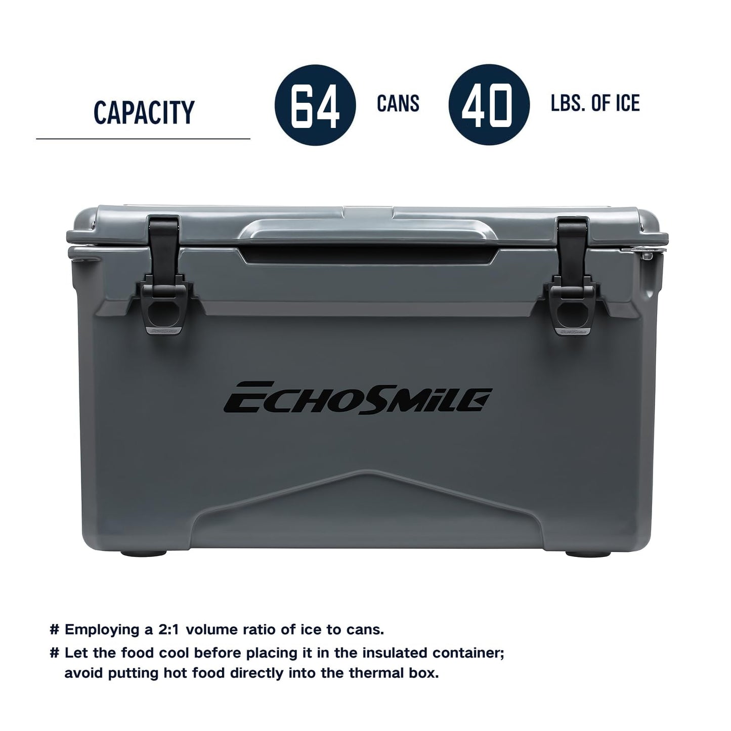EchoSmile 25/30/35/40/60/75 Quart Rotomolded Cooler, Built to Stand up to The Rigors of The Journey