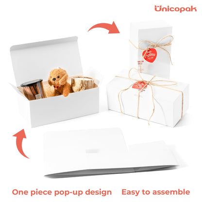 UnicoPak 10 Pack 10x5x4 Gift Boxes, White Gift Boxes for Presents Bridesmaid Proposal Box, Ideal for Birthday Gifts Christmas Gifts Party Favors Homemade and Business